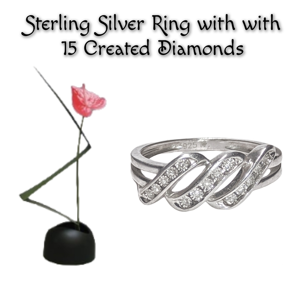 Kit Heath Sterling Silver Ring with 15 Created Diamonds